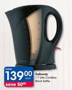 Safeway 1.7Ltr Cordless Black Kettle-Each
