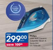 Philips 2000 Watt Ceramic Soleplate Steam & Spray Iron GC1436/20-Each