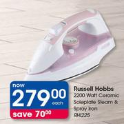 Russell Hobbs 2200 Watt Ceramic Soleplate Steam & Spray Iron RHI225-Each