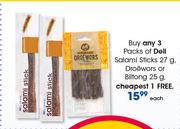 Dell Salami Sticks 27g, Broewors Or Biltong 25g-Each