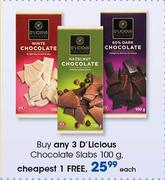 D'Licious Chocolate Slabs-100g Each