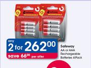Safeway AA Or AAA Rechargeable Batteries-2x4 Pack Per Offer