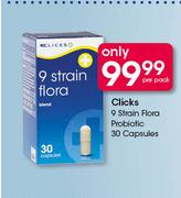Clicks 9 Strain Flora Probiotic-30 Capsules Per Pack