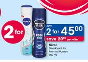 Nivea Deodorant For Men Or Women-2X150ml
