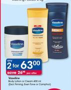 Vaseline Body Lotion Or Cream(Excl Firming, Even Tone Or Camphor)-2X400ml