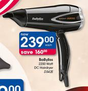 Babyliss 2200 Watt DC Hairdryer(D342E)