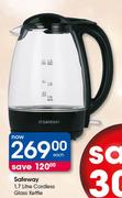 Safeway 1.7L Cordless Glass Kettle