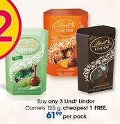 Lindt Lindor Cornets 125g-Per Pack