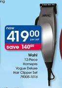 Wahl 12 Piece Homepro Vogue Deluxe Hair Clipper Set(79305-1016)-Per Set