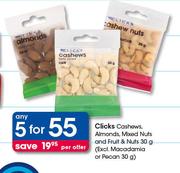 Clicks Cashews Almonds/Mixed Nuts & Fruit & Nuts-5x30g