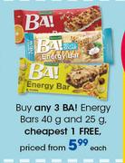BA! Energy Bars-40g & 25g