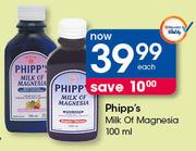 Phipp’s Milk Of Magnesia-100ml Each