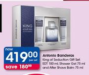 Antonio Banderas King Of Seduction Gift Set EDT-100ml,Shower Gel-75ml &After Shave Balm-75ml Per Set