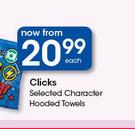 Clicks Selected Character Hooded Towels-Each