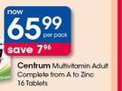 Centrum Multivitamin Adult Complete From A To Zinc 16 Tablets-Per Pack