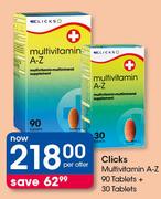 Clicks Multivitamin A-Z 90 Tablets + 30 Tablets-Per Offer
