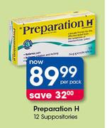Preparation H 12 Suppositories-Per Pack