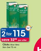 Clicks Aloe Vera Skin Gel-2x75ml Per Offer