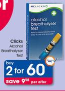 Clicks Alcohol Breathalyser Test-For 2 Per Offer