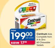 Centrum Kids Complete From A T0 Zinc 60 Chewable Tablets-Per Pack