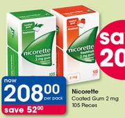 Nicorette Coated Gum 2mg 105 Pieces-Per Pack