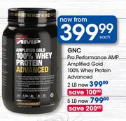 GNC Pro Performance AMP Amplified Gold 100% Whey Protein Advanced 5LB-Each