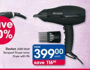 Revlon 2000 Watt Tempest Power Ionic Dryer With Pik-Each