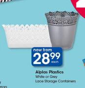 Alphas Plastics White Or Grey Lace Storage Containers-Each