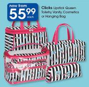 Clicks Lipstick Qeen Toiletry, Vanity, Cosmetics Or Hanging Bag-Each