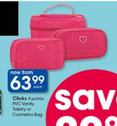 Clicks Fuschia PVC Vanity, Toiletry Or Cosmetics Bag-Each