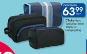Clicks Navy, Turquoise Black, Toiletry Or Hanging Bag-Each