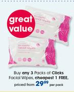Clicks Facial Wipes-Per Pack