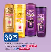 L'Oreal Elvive Shampoo Or Conditioner 200ml Or 250ml-Each