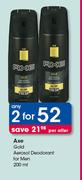 Axe Gold Aerosol Deodorant For Men-2 x 200ml