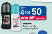 Garnier Roll On For Men Or Women-4 x 50ml