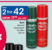Brut Aerosol Deodorant For Men-2 x 120ml