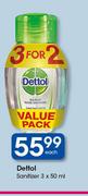 Dettol Sanitizer-3 x 50ml Each