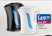Pineware 1.7Ltr Cordless Kettle-Each