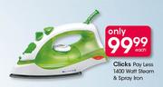 Clicks Pay Less 1400 Watt Steam & Spray Iron-Each