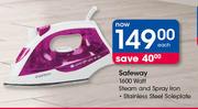 Safeway 1600 Watt Steam And Spray Iron Stainless Steel Soleplate-Each