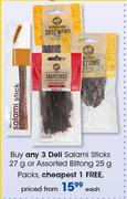 Dell Salami Sticks 27g Or Assorted Biltong 25g Packs-Each