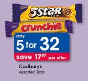 Cadbury's Assorted Bars-For 5 Per Offer