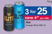 Elite Energy Drink-3x500ml Per Offer