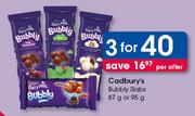 Cadbury's Bubbly Slabs-3x87g Or 95g Per Offer