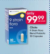 Clicks 9 Strain Flora Blend Probiotic-30 Capsules Per Pack