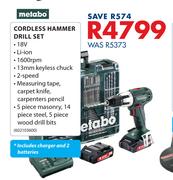Metabo Cordless Hammer Drill Set