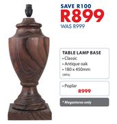 Table Lamp Base Poplar