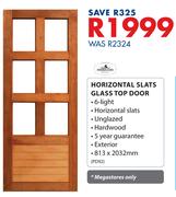 Swartland Horizontal Slats Glass Top Door 813 x 2032mm PD92