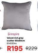 Inspire Velvet Rich Grey Scatter 60 x 60cm 81493044
