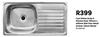 Cam Stelon Drop In Kitchen Sink 750mm x 400mm SEB Choc Detao; Drainer 40mm Waste 81499748